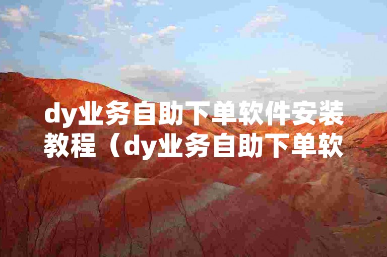 dy业务自助下单软件安装教程（dy业务自助下单软件详细安装教程）