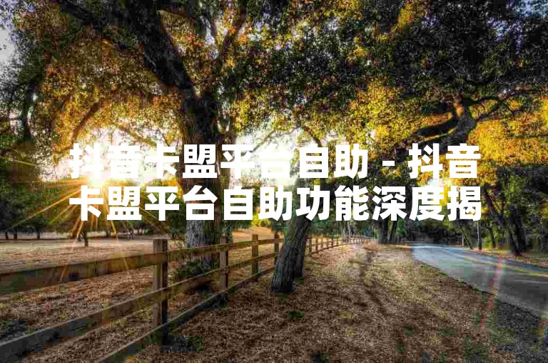 抖音卡盟平台自助 - 抖音卡盟平台自助功能深度揭秘！