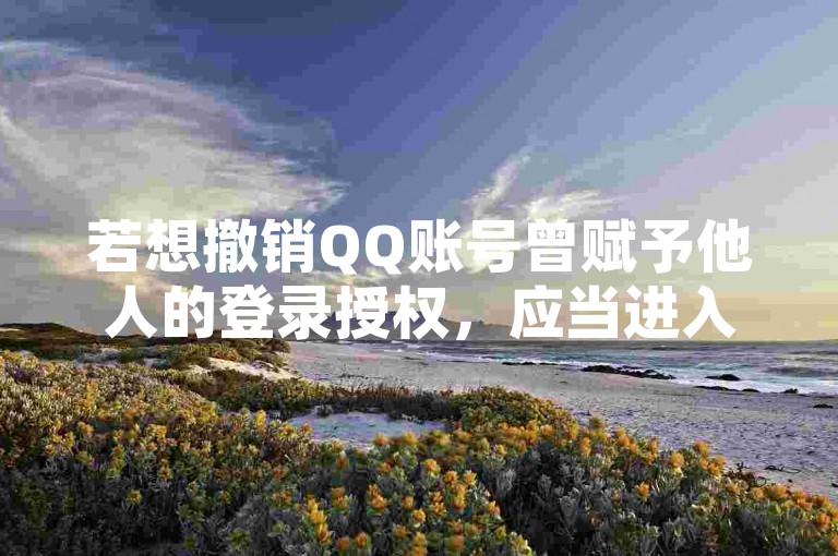 若想撤销QQ账号曾赋予他人的登录授权，应当进入QQ的设置菜单，找到账号安全选项，再选择授权管理，从中挑选出需要取消授权的应用或网站，点击解除授权即可。