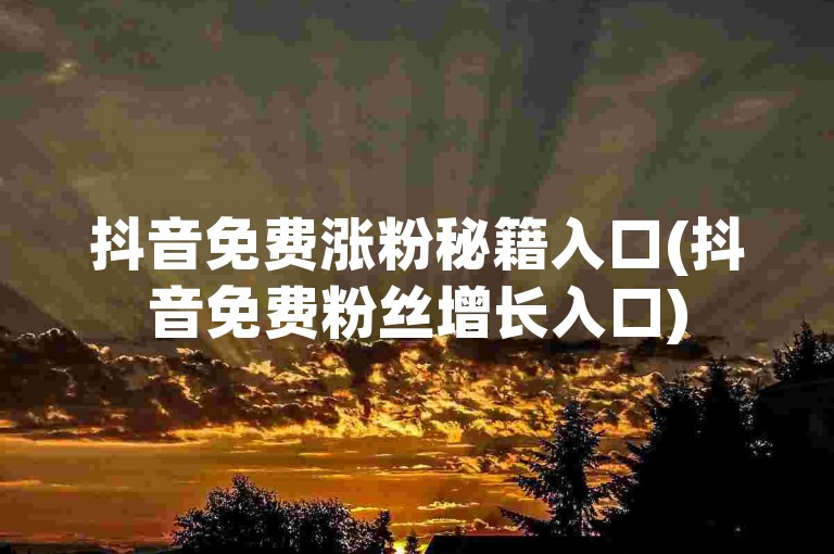 抖音免费涨粉秘籍入口(抖音免费粉丝增长入口)