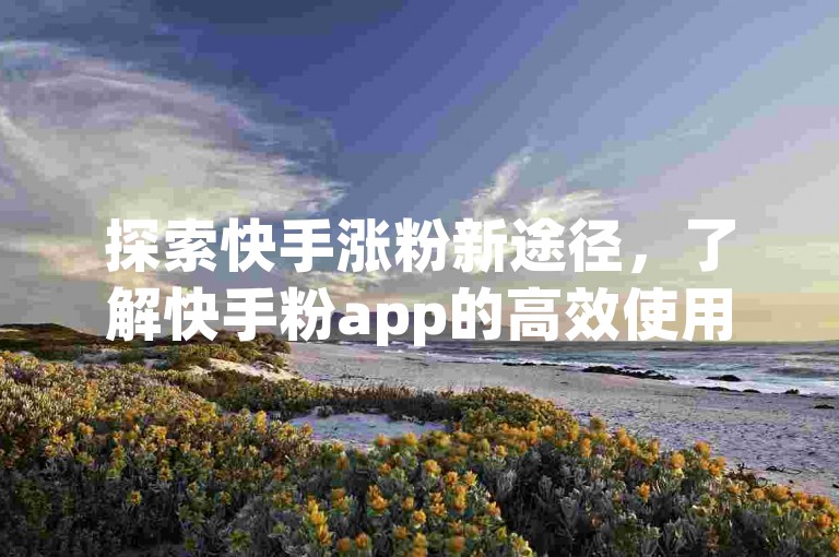 探索快手涨粉新途径，了解快手粉app的高效使用技巧。