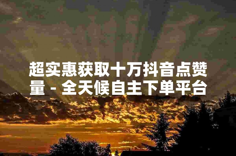 超实惠获取十万抖音点赞量 - 全天候自主下单平台，买粉自助操作 - wx业务特惠自助下单评论