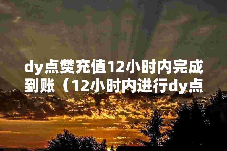 dy点赞充值12小时内完成到账（12小时内进行dy点赞充值可快速到账）