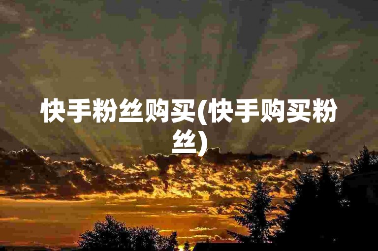 快手粉丝购买(快手购买粉丝)