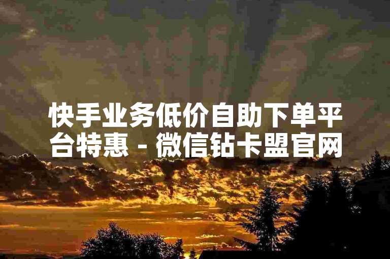 快手业务低价自助下单平台特惠 - 微信钻卡盟官网