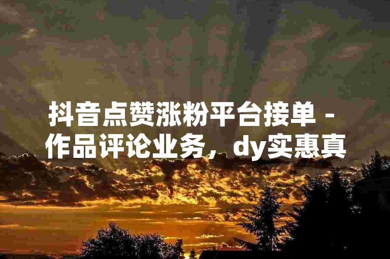 抖音点赞涨粉平台接单 - 作品评论业务，dy实惠真人点赞 - 互动自助低价平台