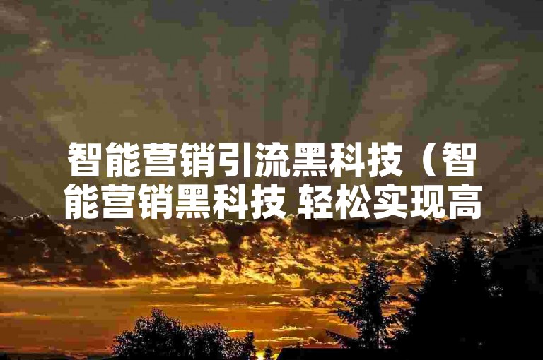 智能营销引流黑科技（智能营销黑科技 轻松实现高效引流）