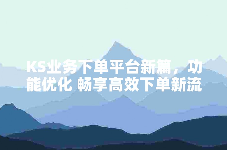 KS业务下单平台新篇，功能优化 畅享高效下单新流程