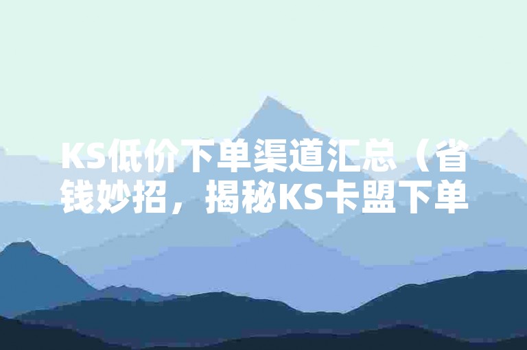 KS低价下单渠道汇总（省钱妙招，揭秘KS卡盟下单渠道）