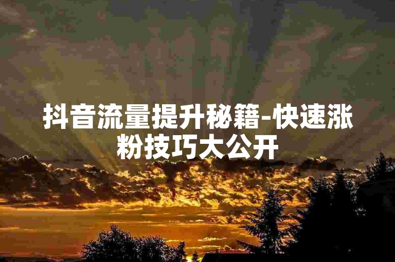抖音流量提升秘籍-快速涨粉技巧大公开