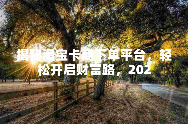 揭秘淘宝卡商下单平台，轻松开启财富路，2025热门之选-tb003刷8000
