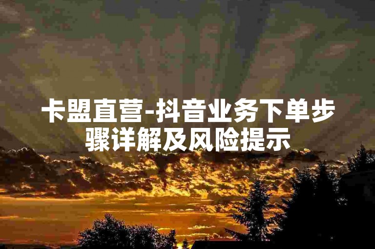 卡盟直营-抖音业务下单步骤详解及风险提示