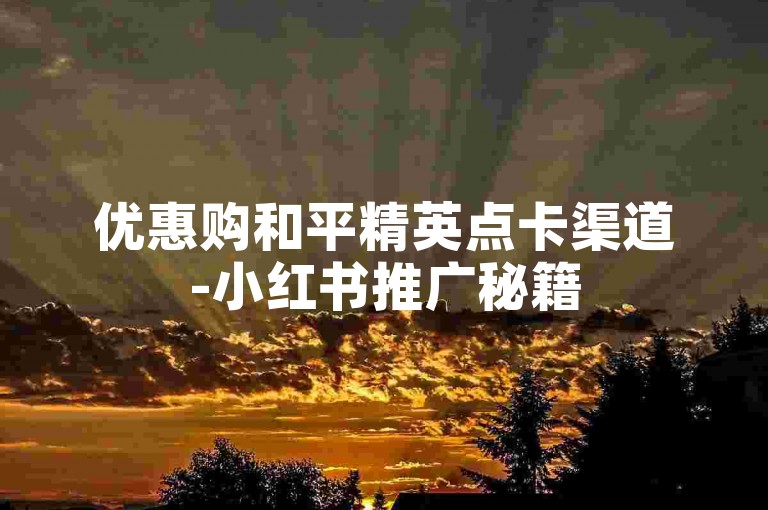 优惠购和平精英点卡渠道-小红书推广秘籍