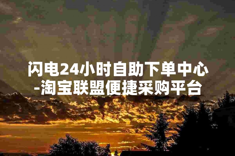 闪电24小时自助下单中心-淘宝联盟便捷采购平台