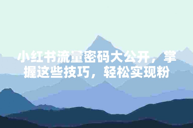 小红书流量密码大公开，掌握这些技巧，轻松实现粉丝暴涨！2025必备