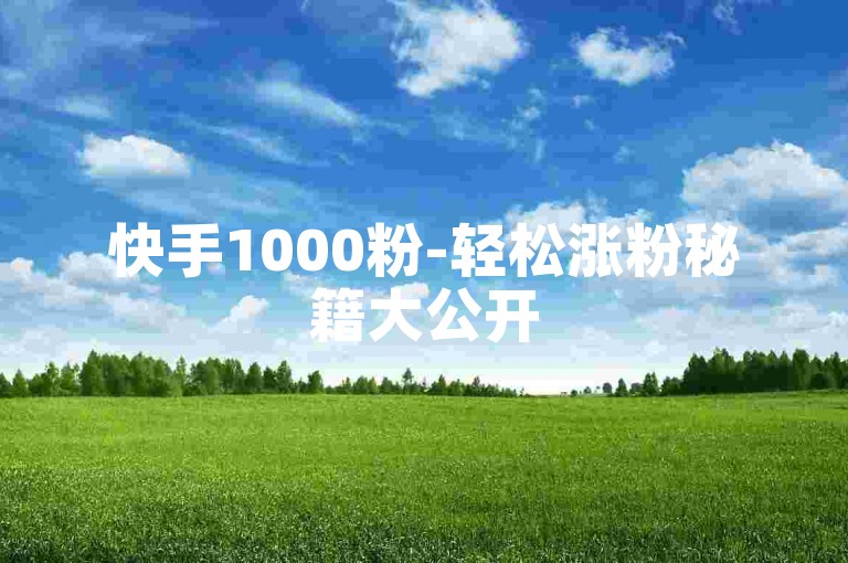 快手1000粉-轻松涨粉秘籍大公开