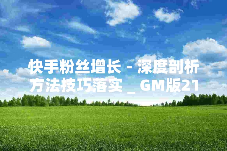 快手粉丝增长 - 深度剖析方法技巧落实 _ GM版215.489.673