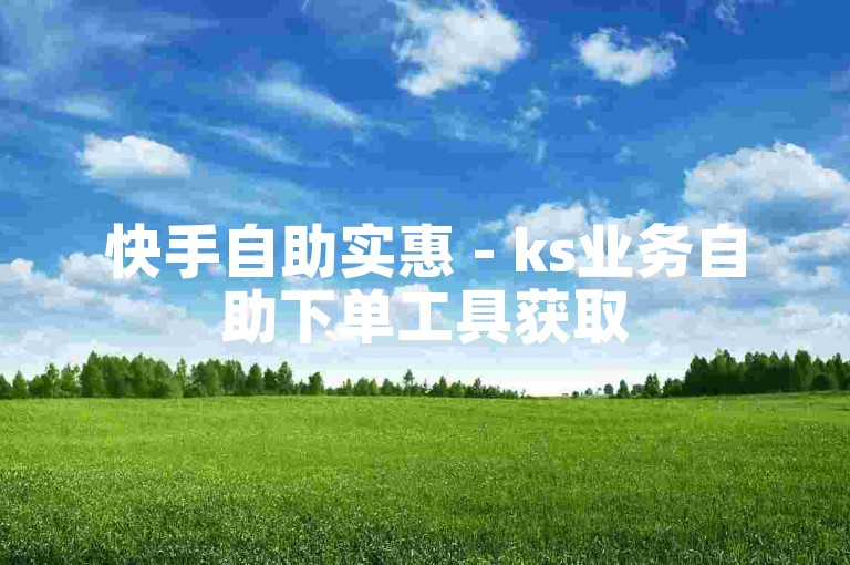 快手自助实惠 - ks业务自助下单工具获取