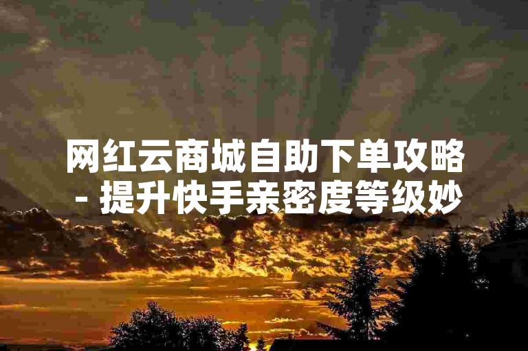 网红云商城自助下单攻略 - 提升快手亲密度等级妙法