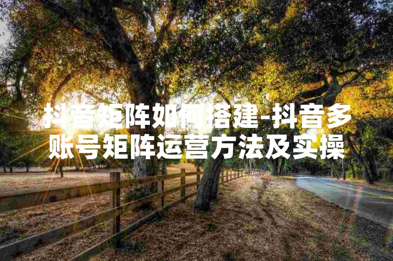 抖音矩阵如何搭建-抖音多账号矩阵运营方法及实操步骤详解