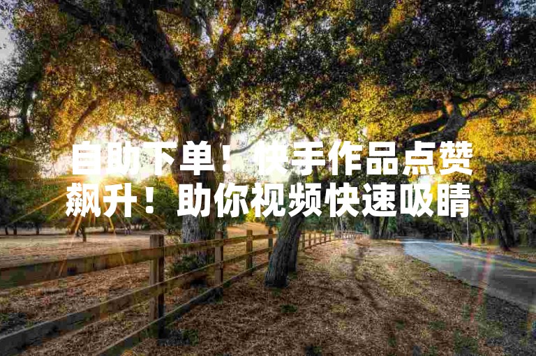 自助下单！快手作品点赞飙升！助你视频快速吸睛获海量关注！速来提升热度，让作品火爆出圈！