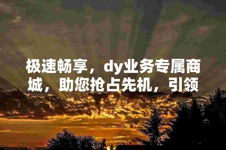 极速畅享，dy业务专属商城，助您抢占先机，引领风尚！