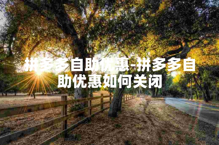 拼多多自助优惠-拼多多自助优惠如何关闭