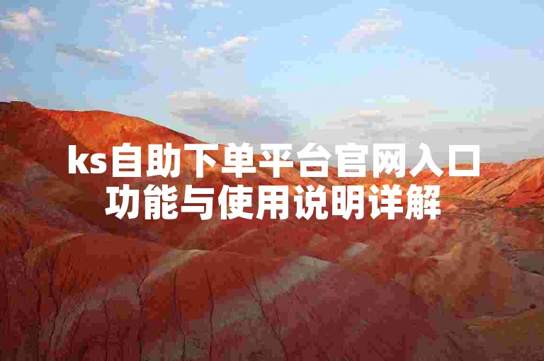 ks自助下单平台官网入口功能与使用说明详解