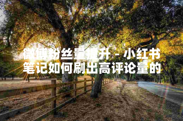 微博粉丝量提升 - 小红书笔记如何刷出高评论量的