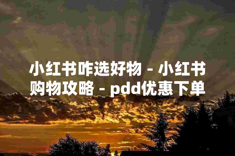 小红书咋选好物 - 小红书购物攻略 - pdd优惠下单技巧 - 拼多多低价好货选购秘籍大公开！
