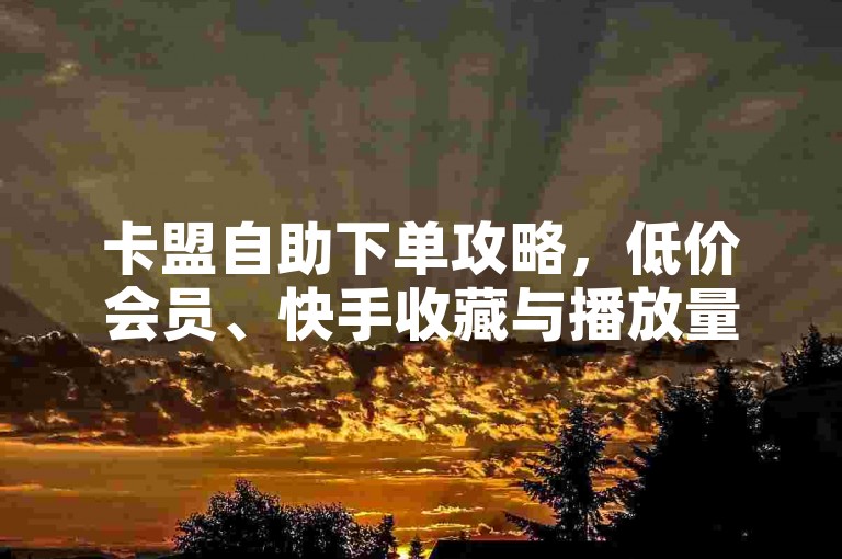 卡盟自助下单攻略，低价会员、快手收藏与播放量提升秘籍