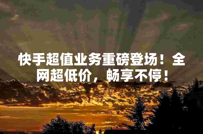 快手超值业务重磅登场！全网超低价，畅享不停！
