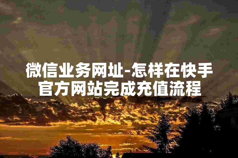 微信业务网址-怎样在快手官方网站完成充值流程