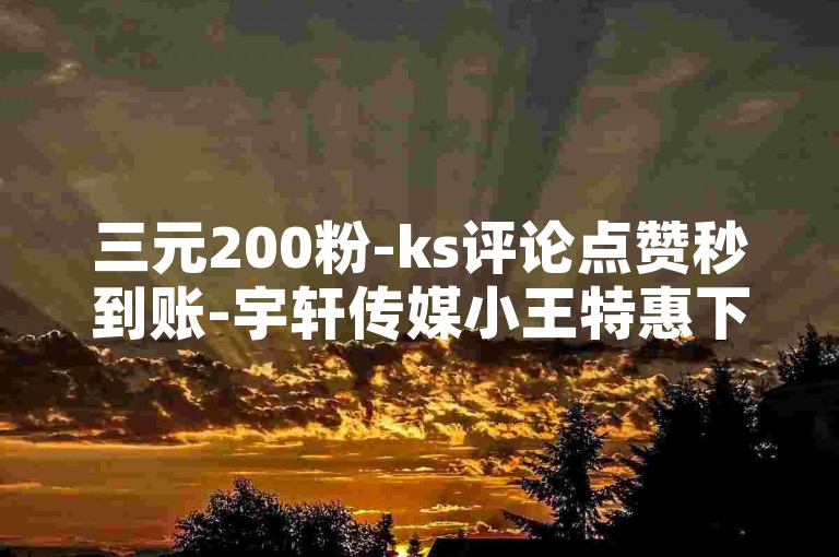 三元200粉-ks评论点赞秒到账-宇轩传媒小王特惠下单-抖音低价粉下单平台