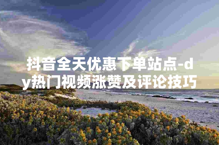 抖音全天优惠下单站点-dy热门视频涨赞及评论技巧全解析