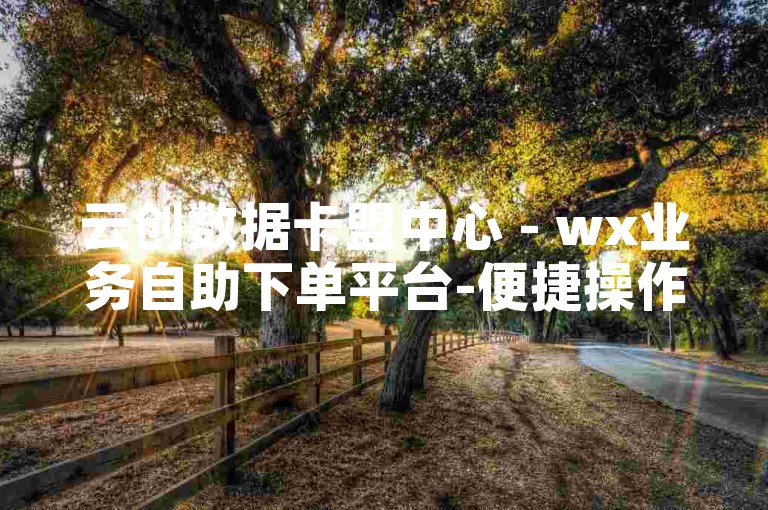 云创数据卡盟中心 - wx业务自助下单平台-便捷操作，超低价位省心