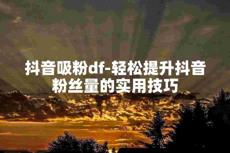 抖音吸粉df-轻松提升抖音粉丝量的实用技巧