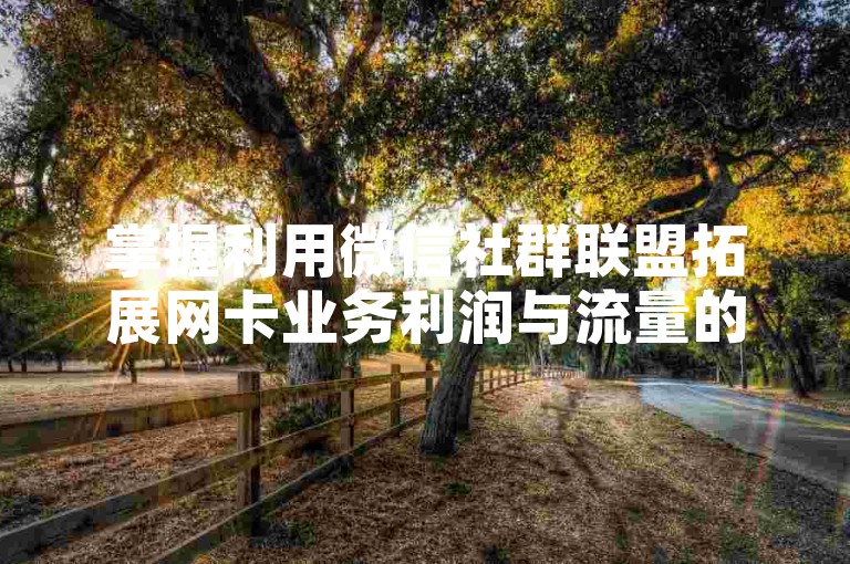 掌握利用微信社群联盟拓展网卡业务利润与流量的方法微博营销24小时自助下单-小红书点赞特惠资源小利创大业！