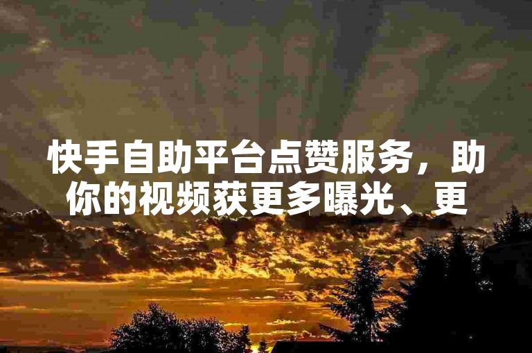 快手自助平台点赞服务，助你的视频获更多曝光、更高人气！