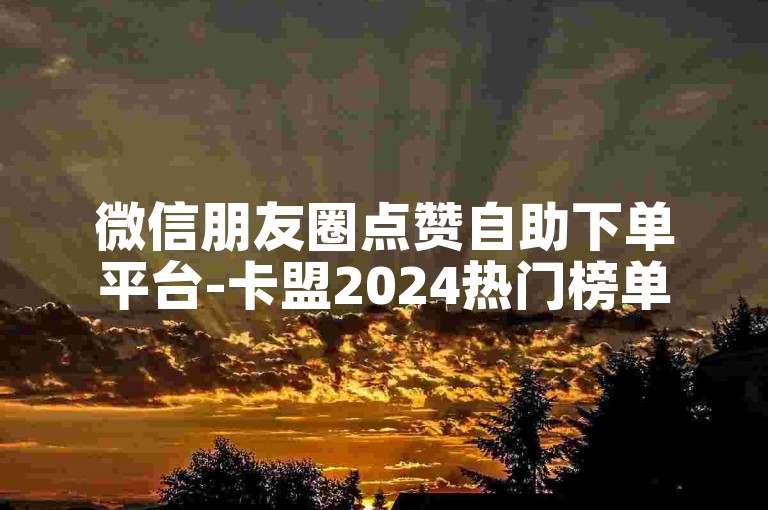 微信朋友圈点赞自助下单平台-卡盟2024热门榜单