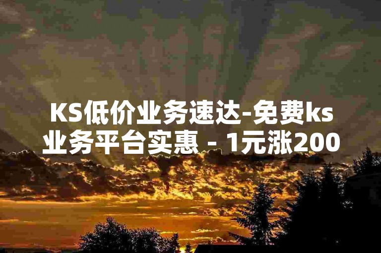 KS低价业务速达-免费ks业务平台实惠 - 1元涨2000粉稳定 - 空间点赞咋提升