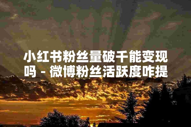 小红书粉丝量破千能变现吗 - 微博粉丝活跃度咋提升有妙招
