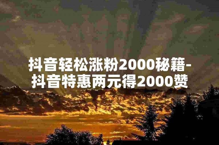 抖音轻松涨粉2000秘籍-抖音特惠两元得2000赞