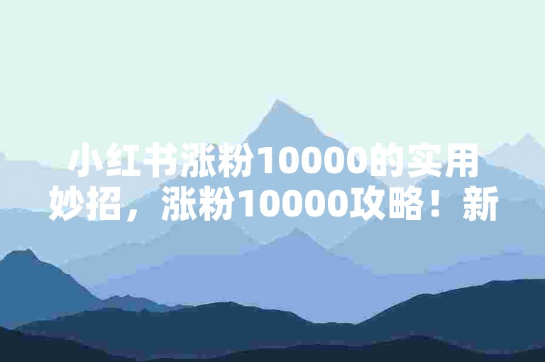 小红书涨粉10000的实用妙招，涨粉10000攻略！新手必看！