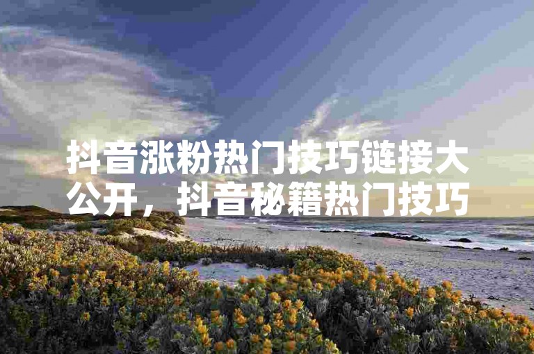 抖音涨粉热门技巧链接大公开，抖音秘籍热门技巧链接助你流量爆棚！2025必备诚信平台自助下单-低价会员货源站点全解析