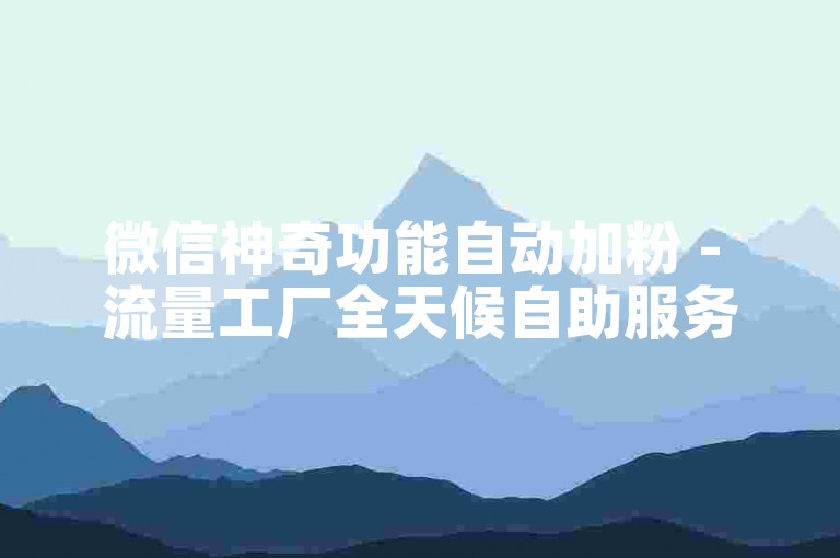 微信神奇功能自动加粉 - 流量工厂全天候自助服务站点