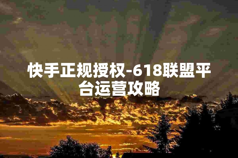快手正规授权-618联盟平台运营攻略