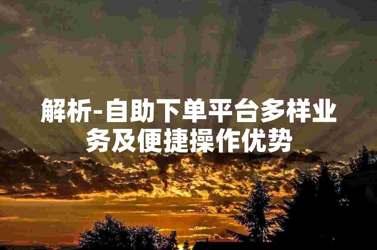 解析-自助下单平台多样业务及便捷操作优势