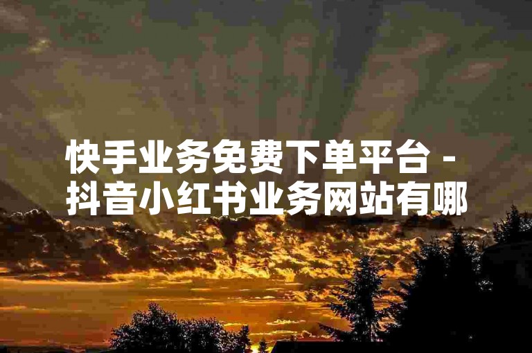 快手业务免费下单平台 - 抖音小红书业务网站有哪些