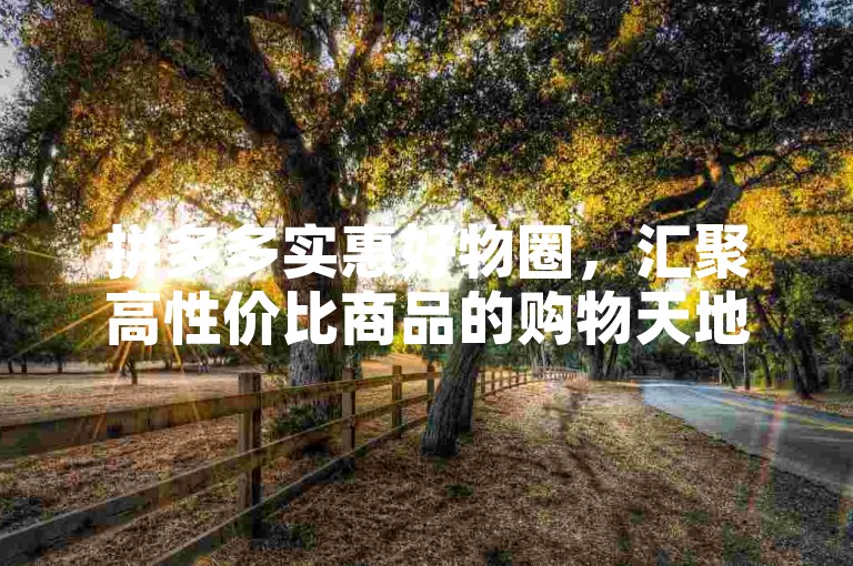 拼多多实惠好物圈，汇聚高性价比商品的购物天地